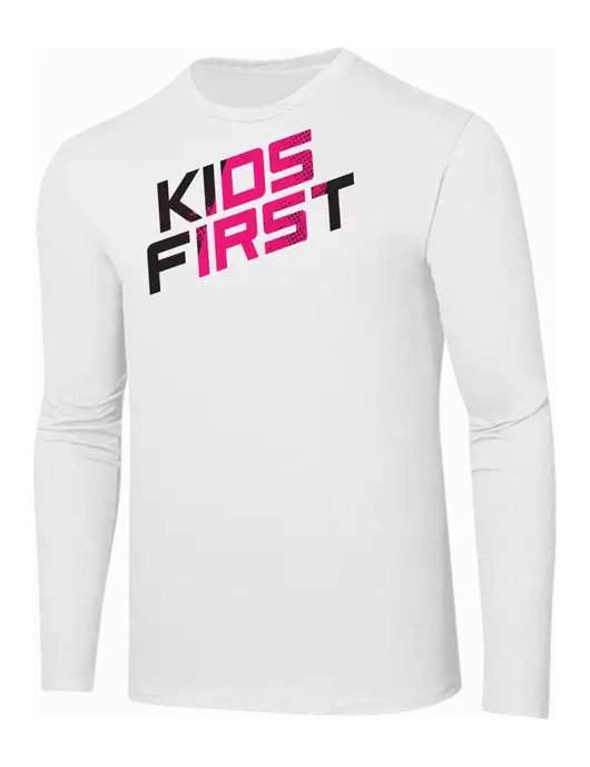 Steel Partners Ring Spun White 4.5 oz Long Sleeve T-Shirt w/Kids First Logo