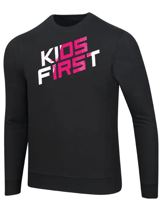 Steel Partners Black 7.8 oz Ring Spun Crew Sweatshirt w/Kids First Logo