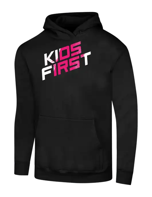 Steel Partners Jet Black 7.8 oz Ring Spun Hooded Sweatshirt w/Kids First Logo