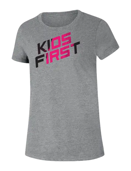 Steel Partners Womens Ring Spun Light Grey Heather 4.5 oz T-Shirt w/Kids First Logo