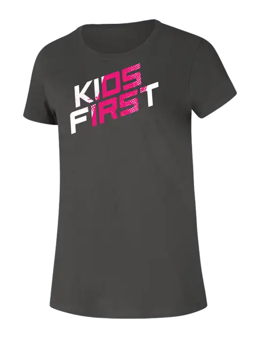 Steel Partners Womens Ring Spun Charcoal 4.5 oz T-Shirt w/Kids First Logo