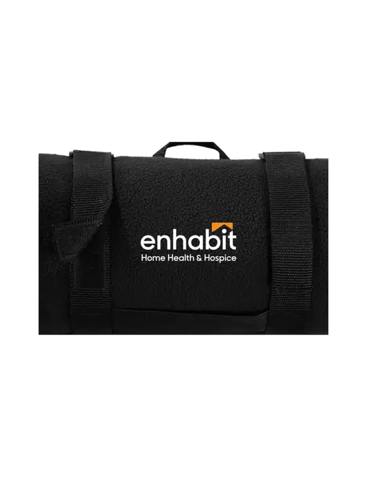 Enhabit Casual Black Fleece Blanket With Strap w/Enhabit Logo