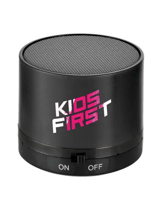 Steel Partners Black Cylinder Bluetooth Speaker w/Kids First Logo