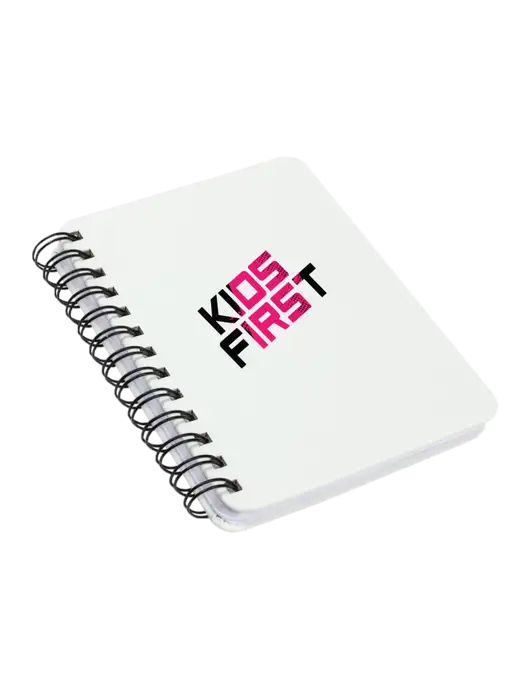 Steel Partners Sturdy White Hardcover Notebook, 5.25 x 7 w/Kids First Logo