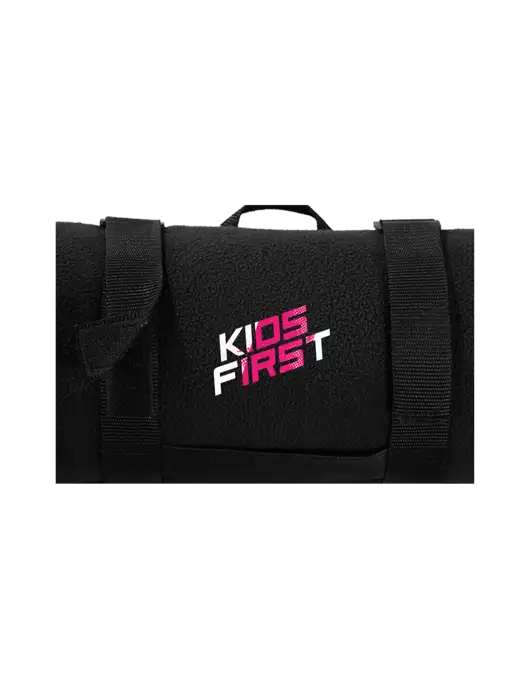 Steel Partners Casual Black Fleece Blanket With Strap w/Kids First Logo