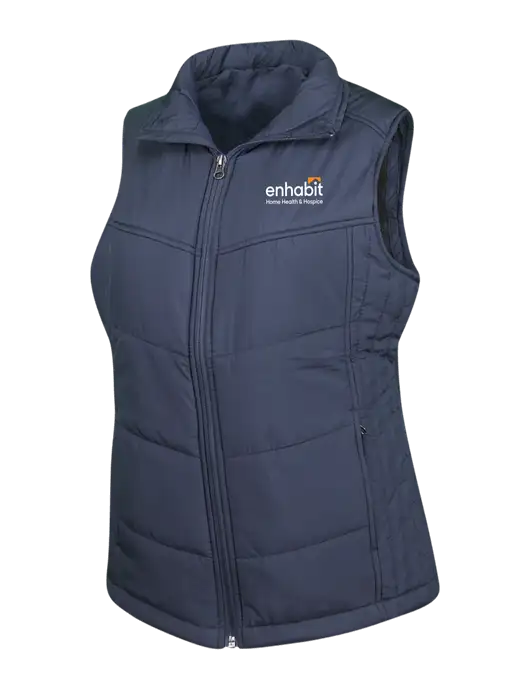 Enhabit  Womens Dark Slate/Black Puffy Vest w/Enhabit Logo
