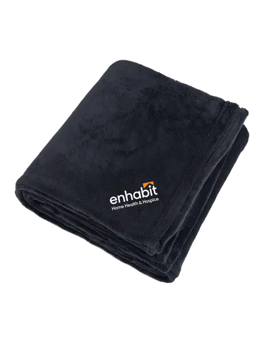 Enhabit Oversized Deep Black Ultra Plush Blanket w/Enhabit Logo