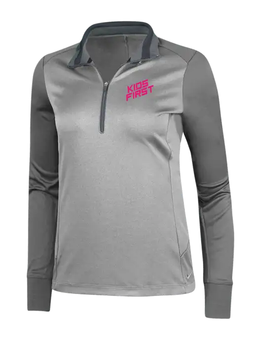 Steel Partners NIKE Athletic Grey/Heather Dark Grey Womens Dry-Fit 1/2 Zip Cover-Up w/Kids First Logo