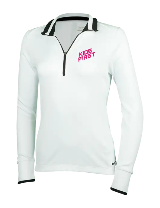 Steel Partners NIKE White/Black Womens Dry-Fit 1/2 Zip Cover-Up w/Kids First Logo