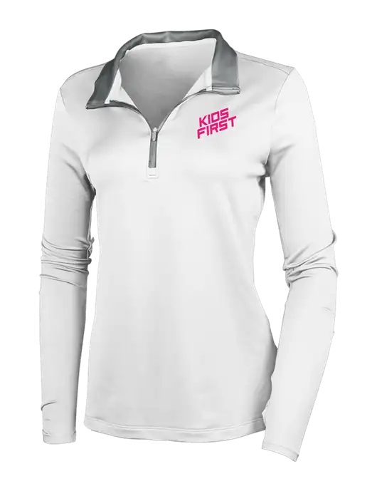 Steel Partners NIKE White/Dark Grey Womens Dry-Fit Stretch 1/2 Zip Cover-Up w/Kids First Logo