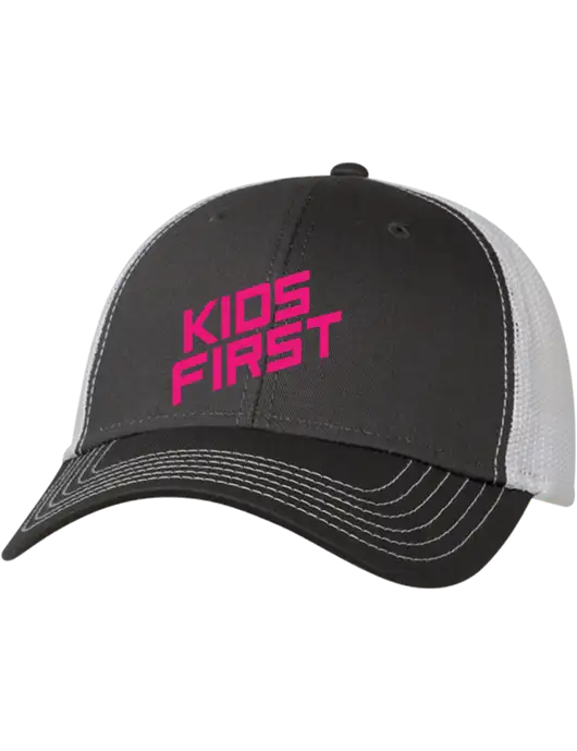 Steel Partners Charcoal & White Mesh Trucker Cap Snap Back w/Kids First Logo
