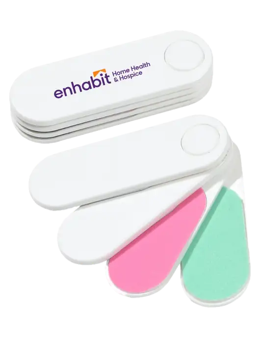 Enhabit White Folding Nail Files & Buffer w/Enhabit Logo