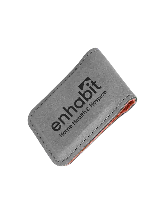 Enhabit Gray Leatherette Money Clip w/Enhabit Logo