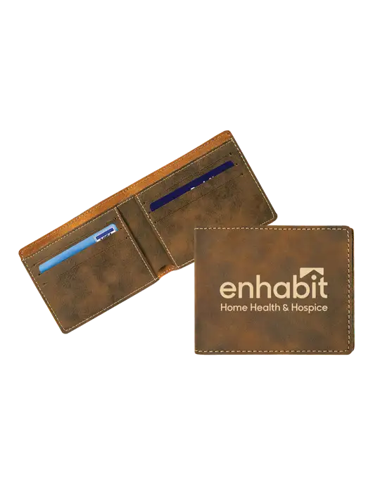Enhabit Rustic Leatherette Bifold Wallet w/Enhabit Logo
