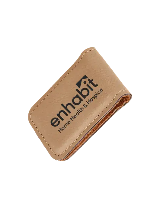 Enhabit Sand Leatherette Money Clip w/Enhabit Logo