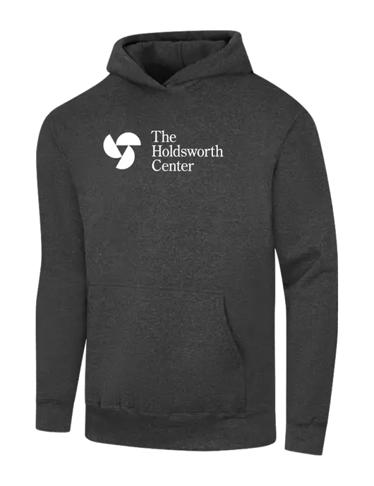 The Holdsworth Center Dark Heather Grey 7.8 oz Ring Spun Hooded Sweatshirt w/Holdsworth Center Logo