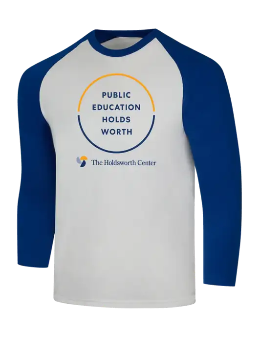 The Holdsworth Center Simply Soft 3/4 Sleeve Deep Royal/White Ring Spun Cotton T-Shirt w/Public Education Logo