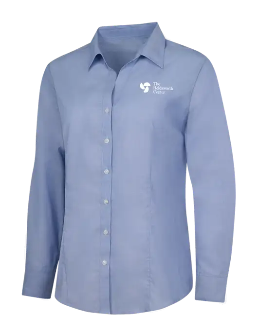 The Holdsworth Center Light Slate Blue Womens Crosshatch Easy Care Shirt w/Holdsworth Center Logo