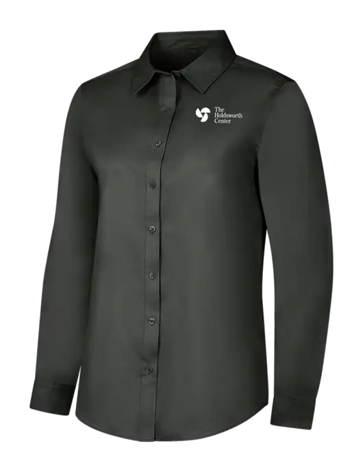 The Holdsworth Center Dark Grey Womens Long Sleeve Superpro React Twill Shirt w/Holdsworth Center Logo