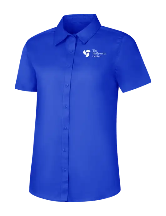 The Holdsworth Center Womens Short Sleeve Dark Royal Superpro React Twill Shirt w/Holdsworth Center Logo
