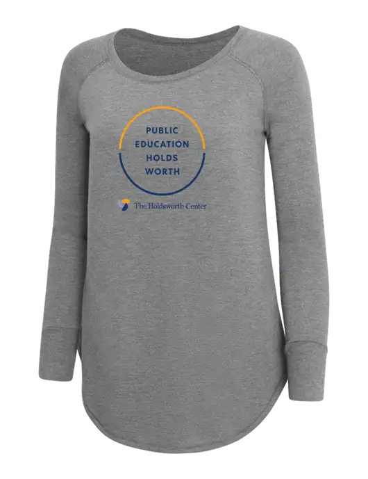 The Holdsworth Center Womens Perfect Wide Collar Tunic Tri-Blend Grey Frost 4.5 oz T-Shirt w/Public Education Logo