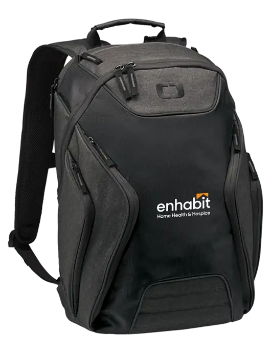 Enhabit OGIO Black/Heather Grey Hatch Laptop Backpack
 w/Enhabit Logo