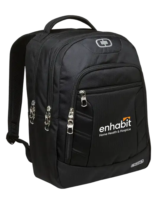 Enhabit OGIO Black/Silver Colton Laptop Backpack
 w/Enhabit Logo