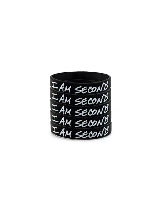 I Am Second 5-Pack Black Wristband Bundle-Adult