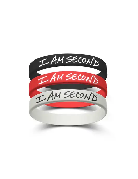 I Am Second 3-Pack Wristband Bundle (Black, Red, White)-Youth