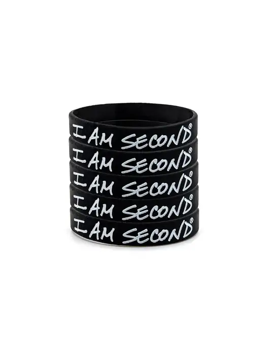 I Am Second 5-Pack Black Wristband Bundle-Youth