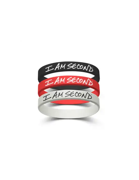 I Am Second 3-Pack Wristband Bundle (Black, Red, White)-Adult